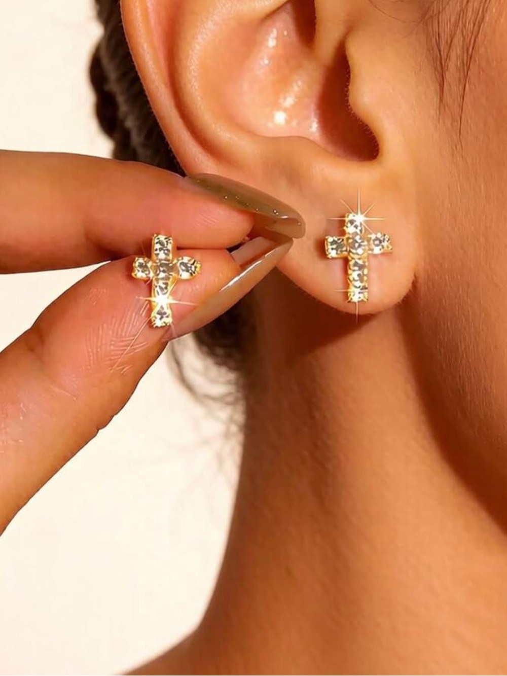 3for$20 1 Pair Crystal Cross Stud Earrings, Minimalist Jewelry